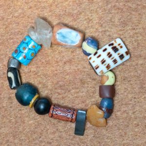 Handmade Bracelet with African Trade Bead and Bakelite Tile