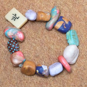 Handmade Bracelet with African Trade Bead and Bakelite Tile-2